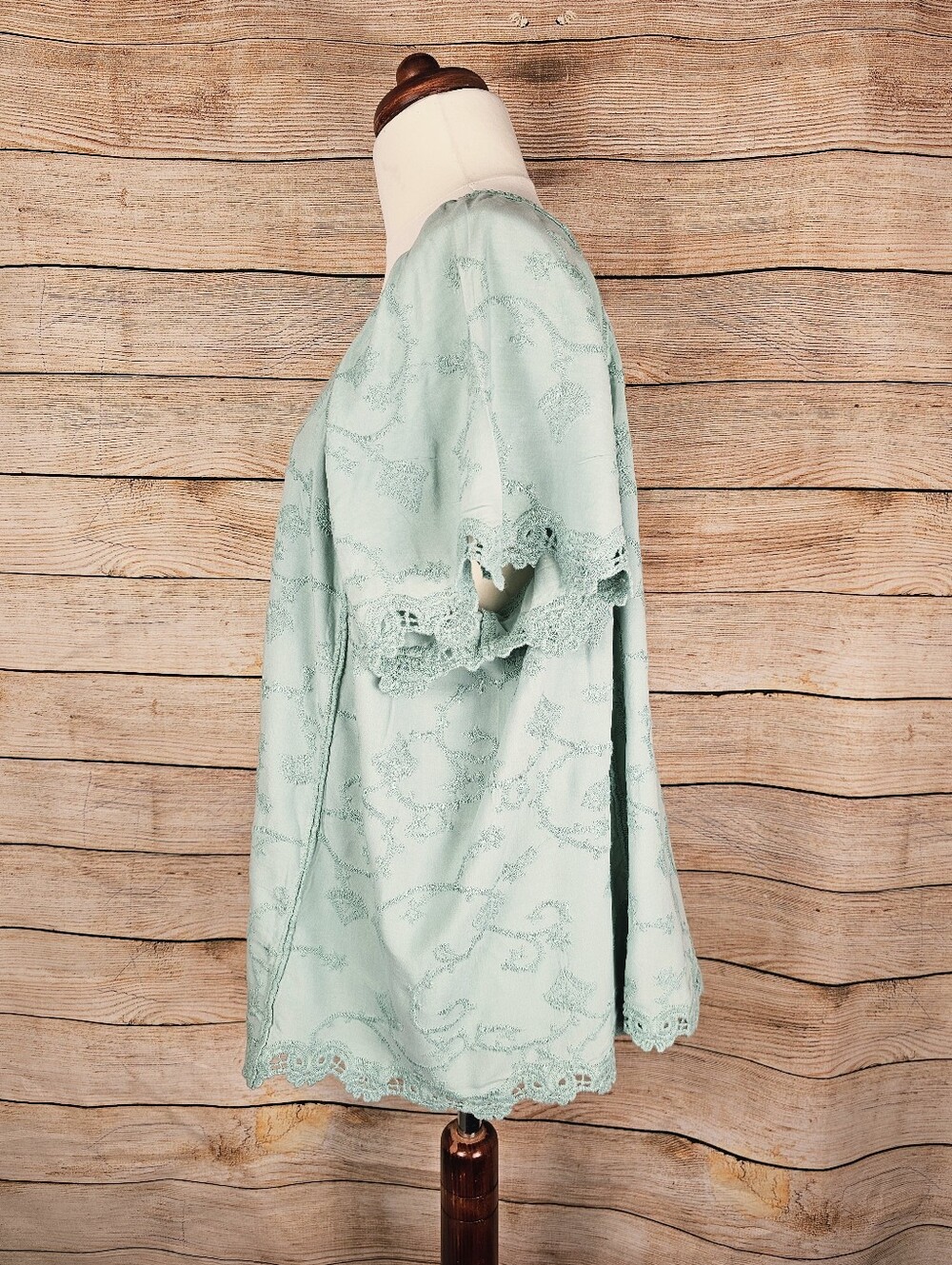 Democracy NWT Embroidered Green Boho Blouse Plus Size 3X - Picture 3 of 6